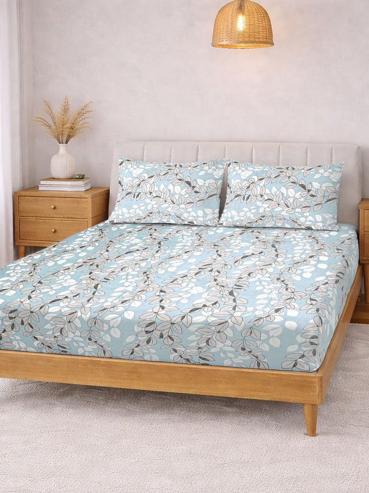 Myntra Elegant Homes Bunga-bunga Berbilang Warna 300 TC Cadar King dengan 2 Sarung Bantal