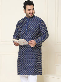 SOJANYA PLUS Geometric Embroidered Regular Silk Straight Kurta