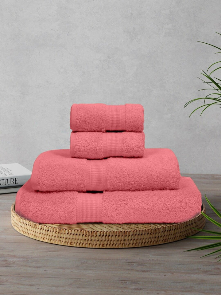 BOMBAY DYEING Santino Rose 4 Pieces Pure Cotton 550 GSM Towel Set