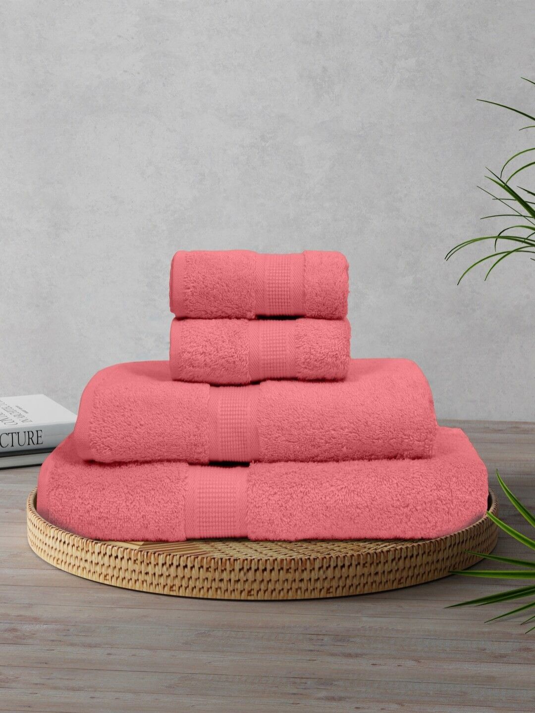 BOMBAY DYEING Santino Rose 4 Pieces Pure Cotton 550 GSM Towel Set