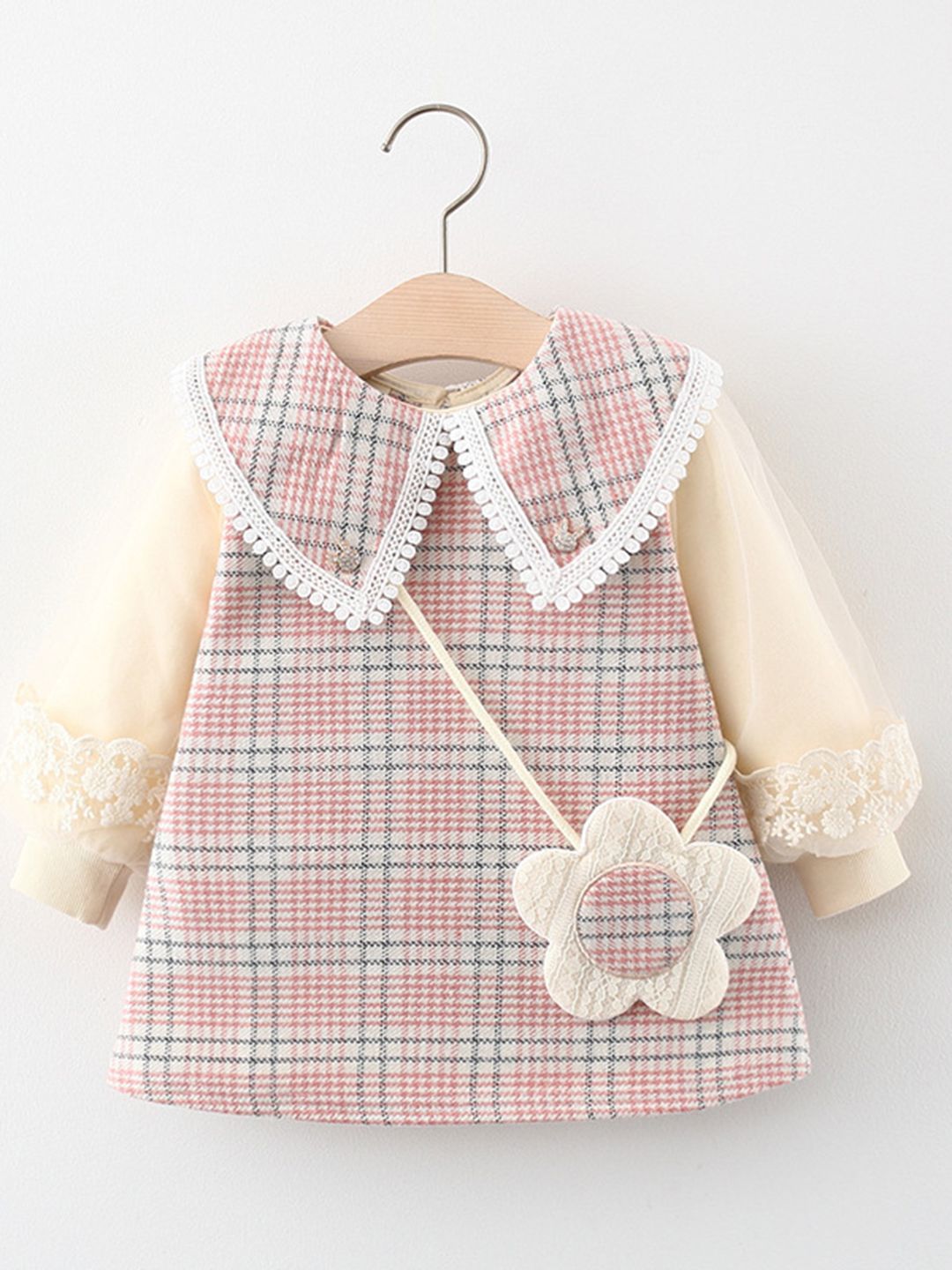 YK Checked Fit & Flare Dress