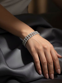 PANASH Women Brass American Diamond Silver-Plated Wraparound Bracelet