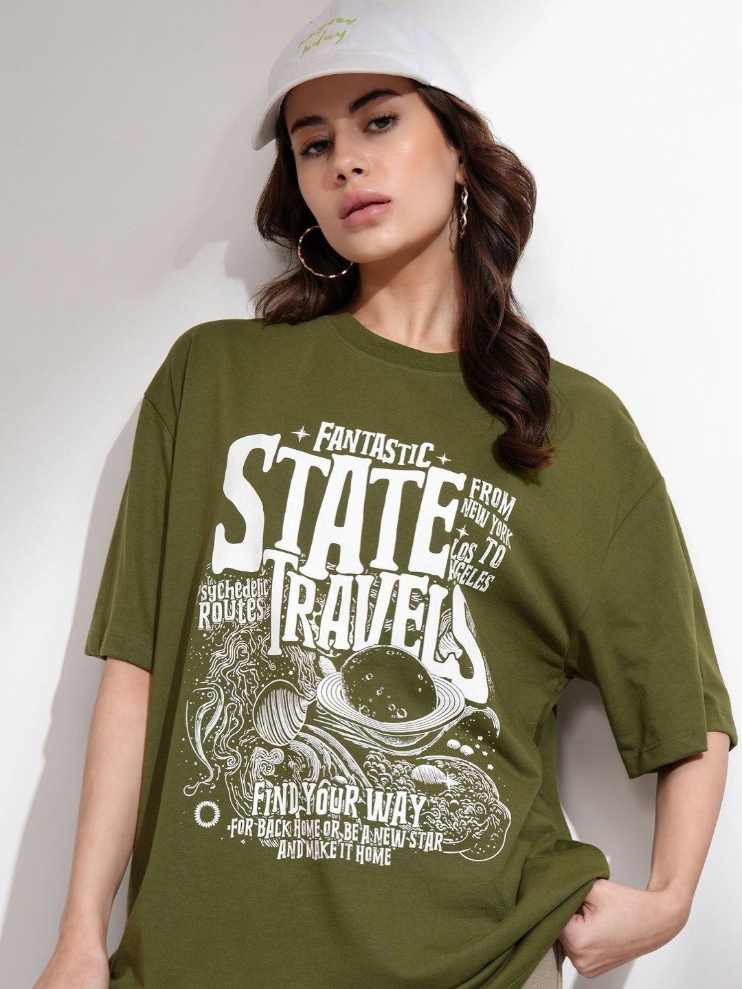 Street By Tokyo Talkies Women Oversized Chest Printed T-Shirt