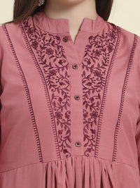 Tunik KALINI Wanita Viskos Rayon Leher Mandarin Bersulam
