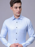 The Indian Garage Co. X Luxe Men Slim Fit Cutaway Collar Grid Tattersall Checked Formal Shirt