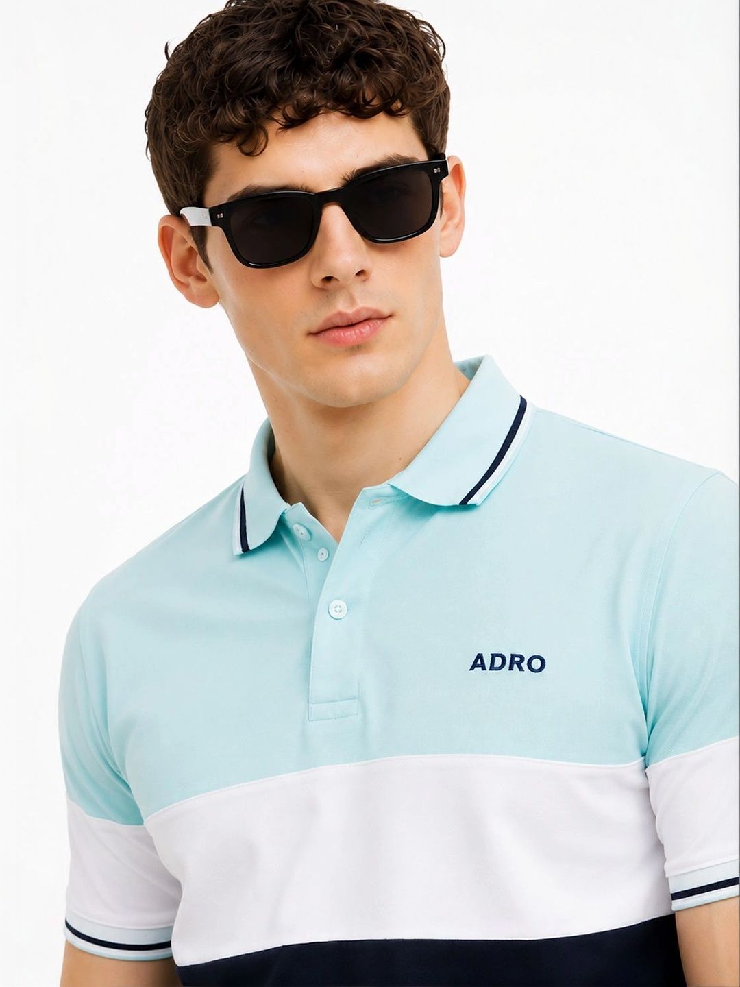 ADRO Men Colourblocked Polo Collar T-shirt