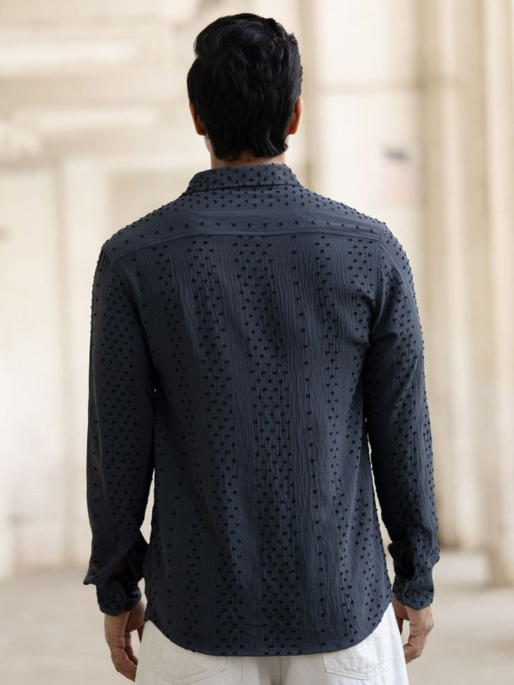 Powerlook Men Spread Collar Textured Casual Shirt