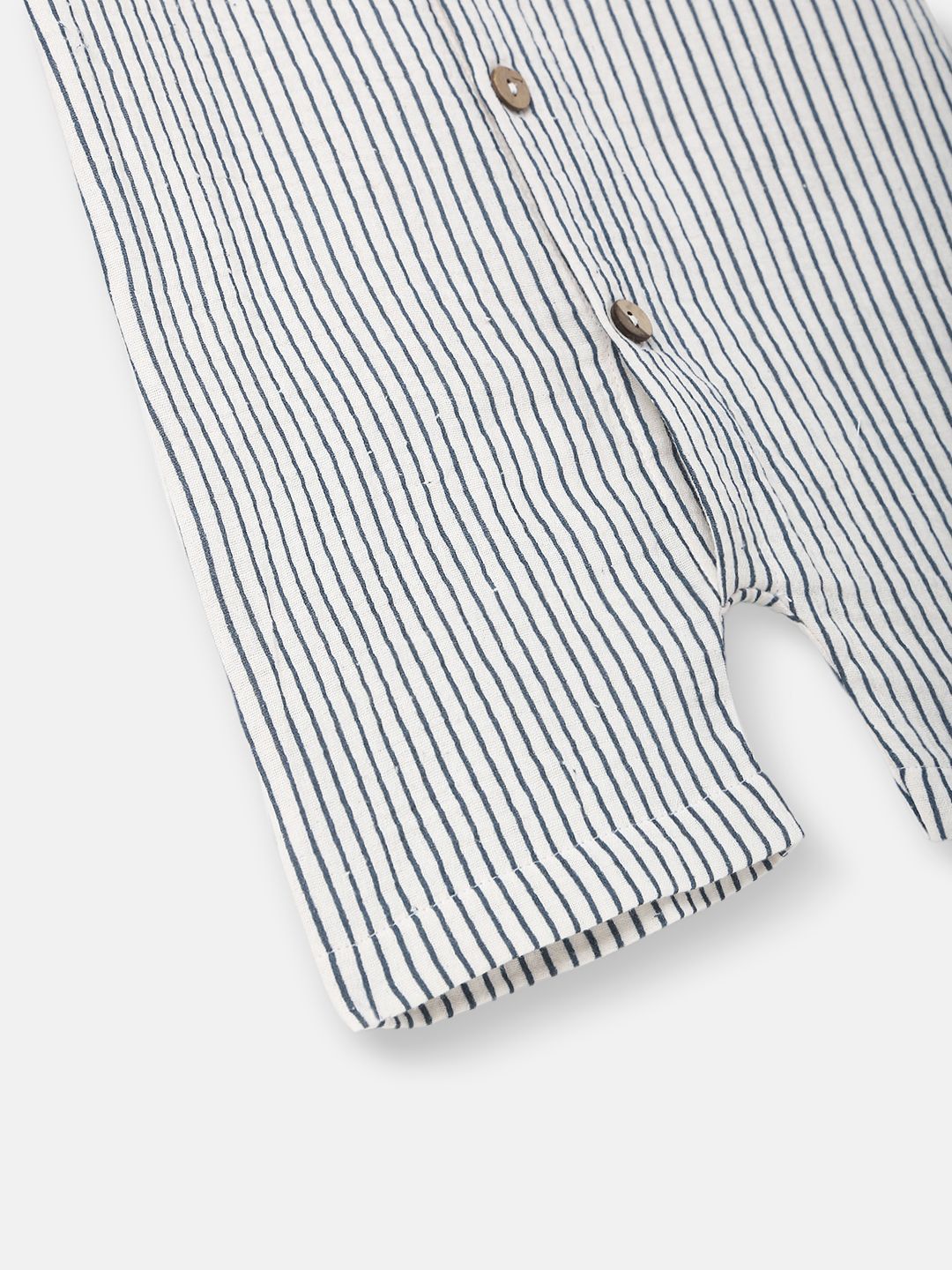 Nauti Nati Boys Striped Romper Bow At Placket Collar Neck Romper For 0-2 Years