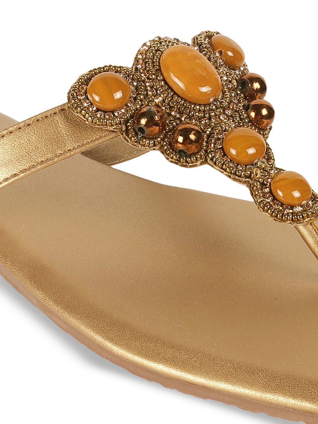 Metro Women Textured T-Strap Flats