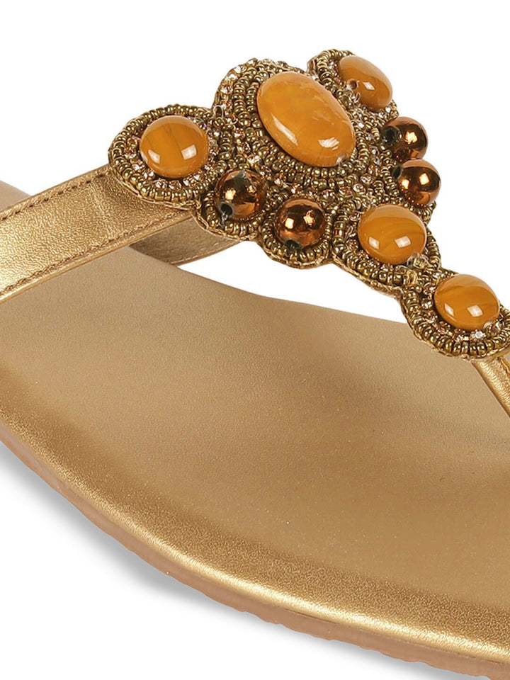 Metro Women Textured T-Strap Flats