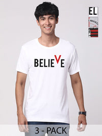 ADRO Men Pack of 3 Typography Printed Round Neck Cotton T-shirts