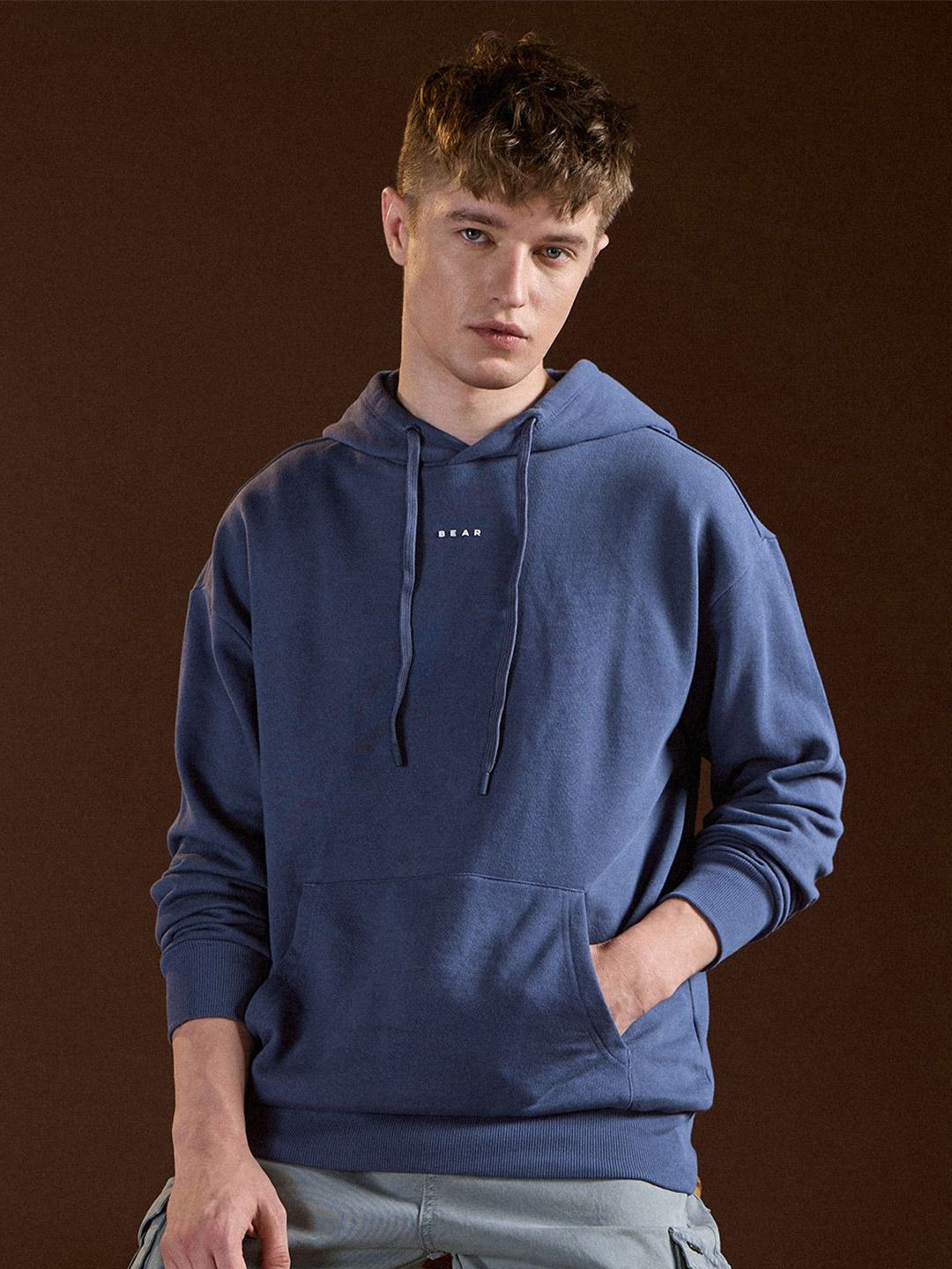 Lelaki Bear House Tulen Kapas Tarik Pull ke atas Sweatshirt