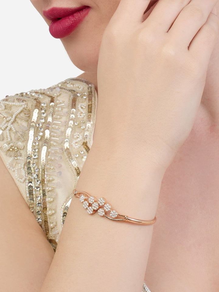 Set Mutiara Zaveri 2 Gelang Kada Cubic Zirconia Rose Saduran Emas