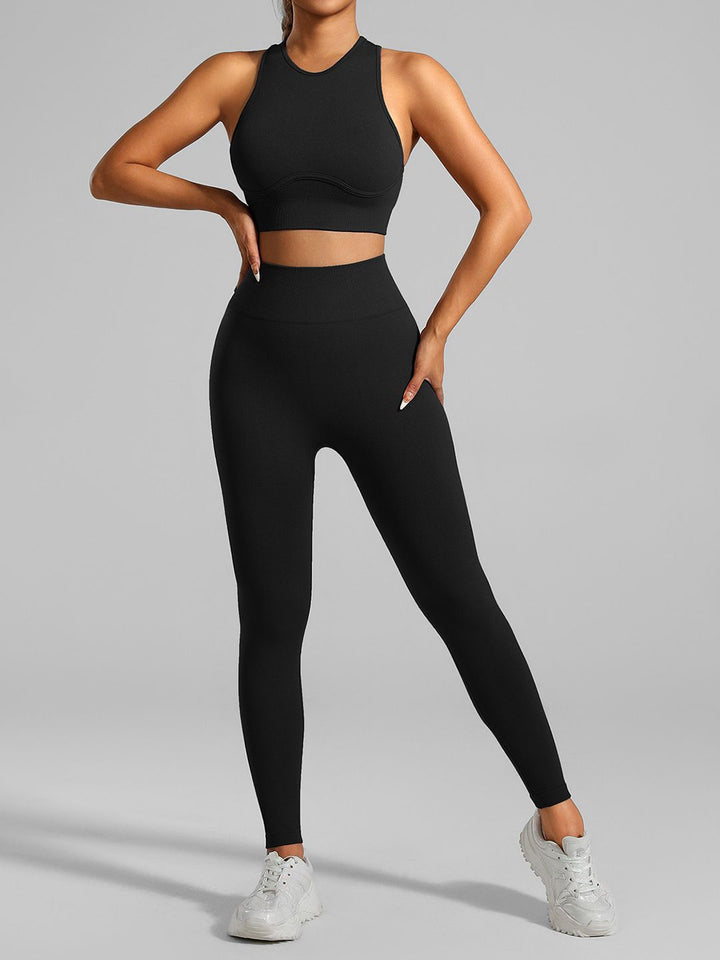 HRX by Hrithik Roshan Sleeveless Round Neck Top & Tights Co-Ord Set