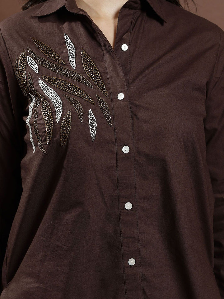 Athena Women Embellished Cotton Shirt