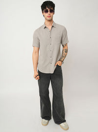 VASTRADO Men Classic Spread Collar Textured Slim Fit Casual Shirt
