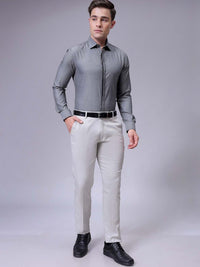 The Indian Garage Co. X Luxe Men Slim Fit Cutaway Collar Textured Formal Shirt