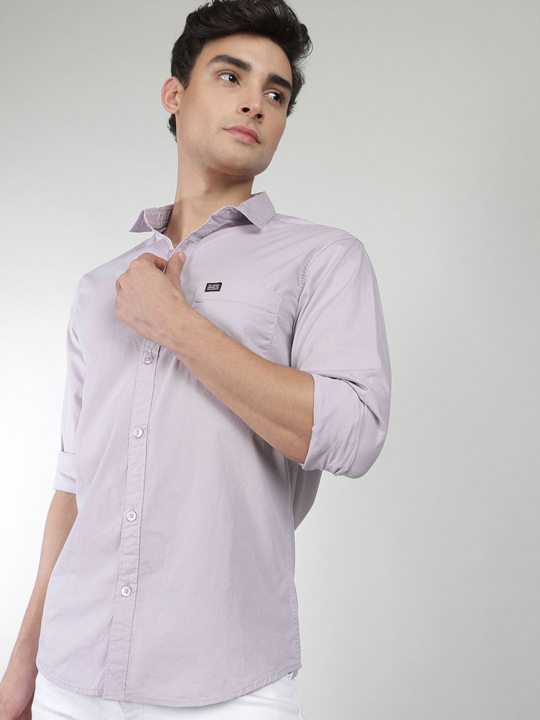 The Indian Garage Co Men Lavender Comfort Regular Fit Pure Cotton Casual Shirt