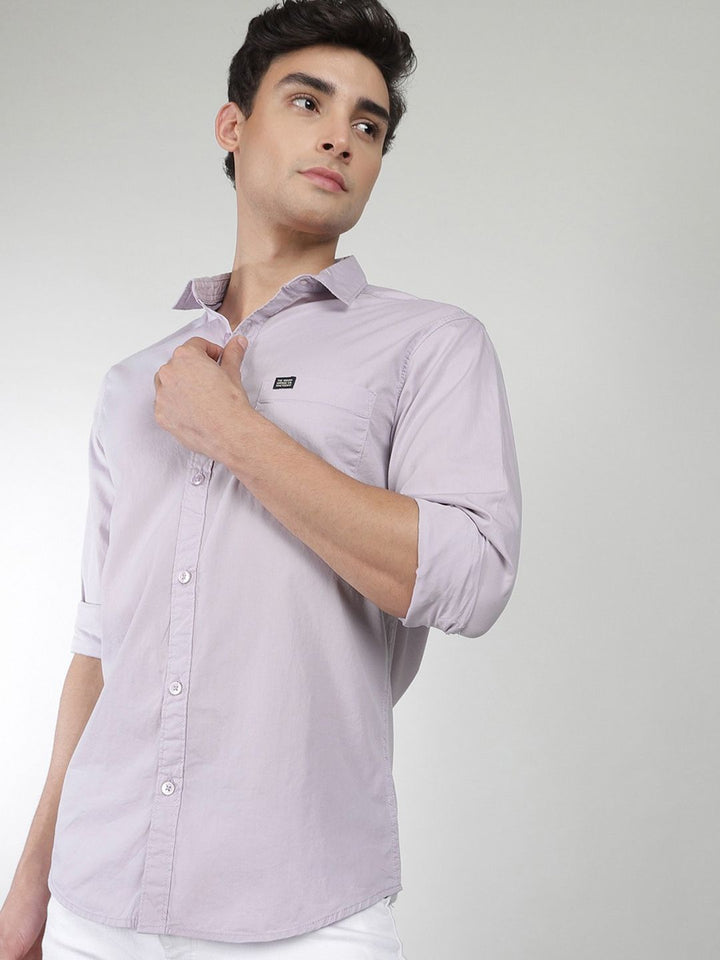 The Indian Garage Co Men Lavender Comfort Regular Fit Pure Cotton Casual Shirt