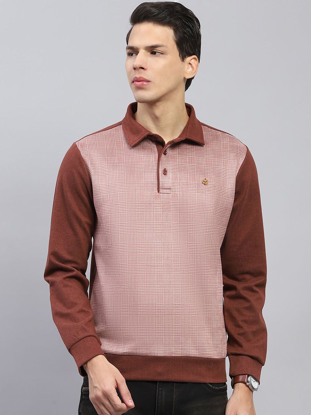 Monte Carlo Men Self Design Cotton Sweatshirt