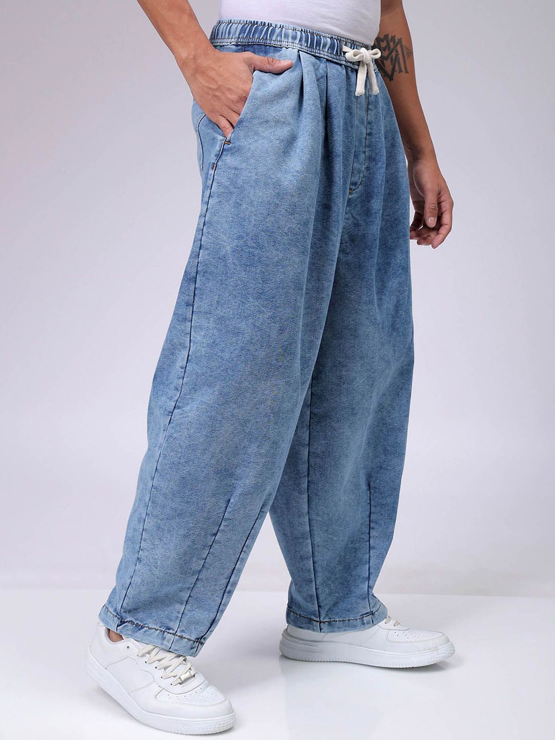 The Indian Garage Co Men Loose Baggy Fit Drop Crotch Harem Jeans