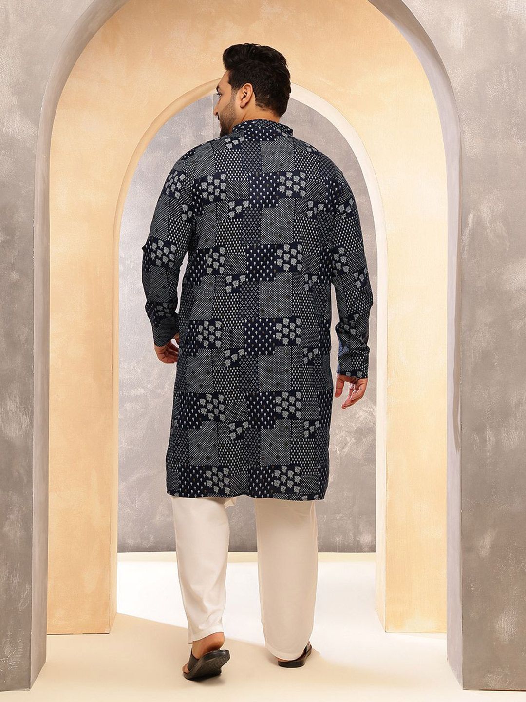 SOJANYA PLUS Men Bandhani Printed Bandhani Daily Cotton Straight Kurta