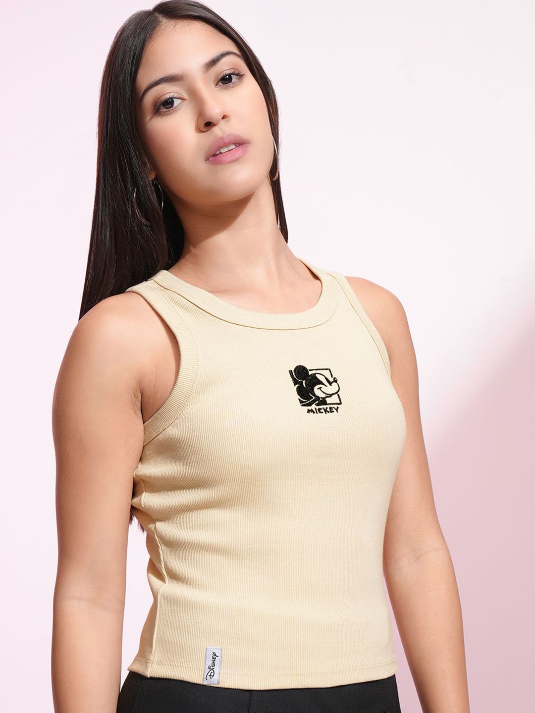 Tokyo Talkies Disney Women Mickey Mouse Embroidered Crop Tank Top
