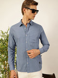 Thomas Scott Men Smart Spread Collar Micro Checked Cotton Slim Fit Casual Shirt