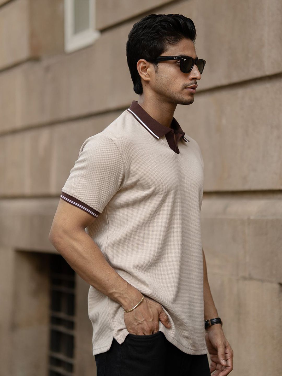 Powerlook Men Contrast Polo Collar T-shirt