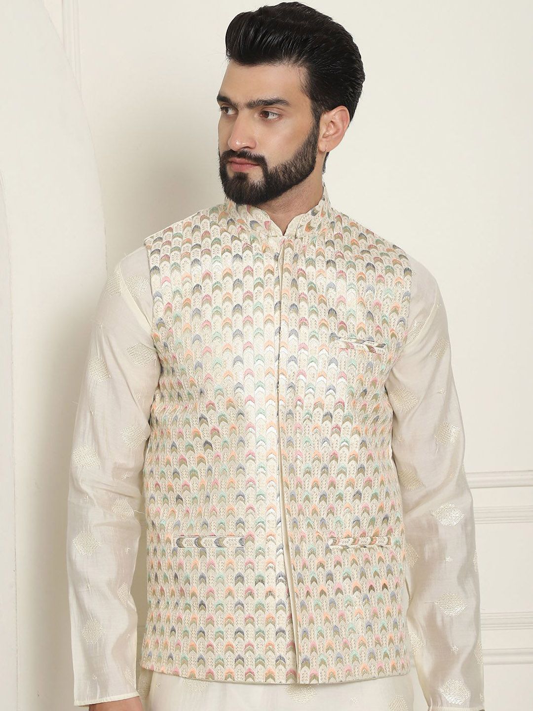 SOJANYA LUXE Jaket Nehru Kolar Mandarin Sulam Lelaki