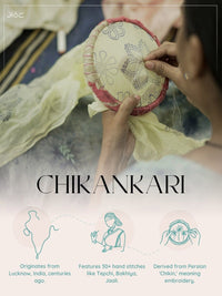 Rumah Chikankari Wanita Rust Crepe Chikankari Sulam Kaftan