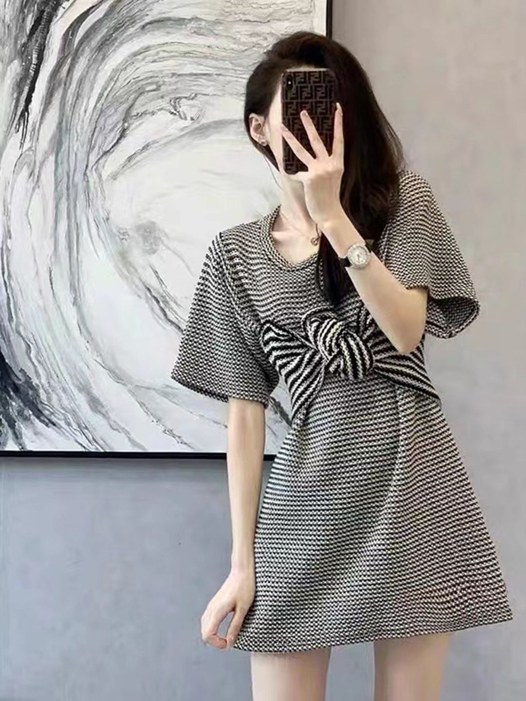 DressBerry Women Striped Flared Sleeves A-Line Dress