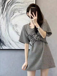 DressBerry Women Striped Flared Sleeves A-Line Dress