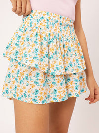 DressBerry Lushly-Layers Petal Printed Tiered Skorts
