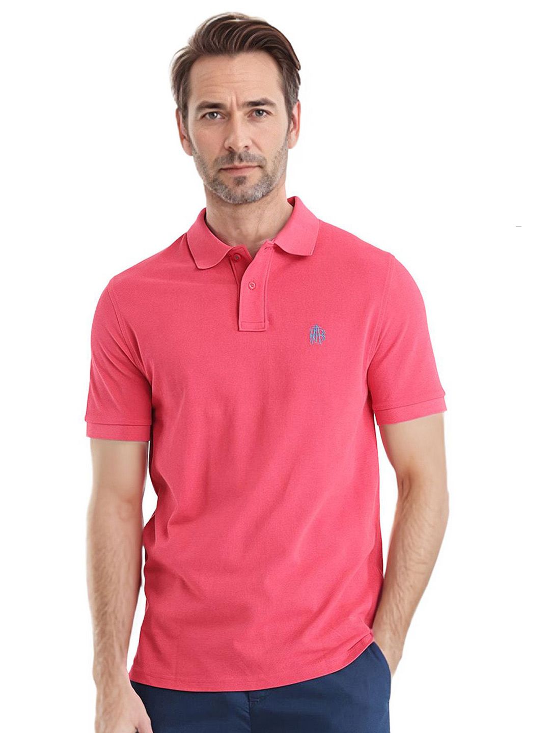 RARE RABBIT Men Solid Polo Collar Cotton T-shirt