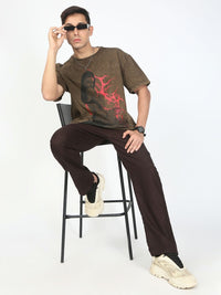 Bene Kleed Men Graphic Printed Acid Wash Cotton Oversized T-shirt