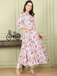 W Women Floral Printed Flared Sleeves Anarkali Kurta