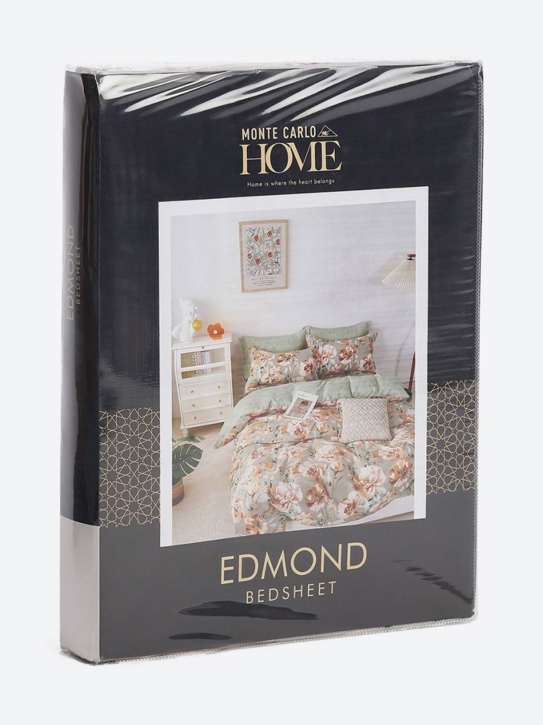 Monte Carlo Edmond Grey & Brown Floral Printed 144 TC King Bedsheet Set 2.70 m x 2.70 m