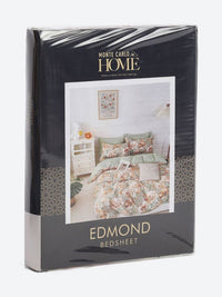 Monte Carlo Edmond Grey & Brown Floral Printed 144 TC King Bedsheet Set 2.70 m x 2.70 m
