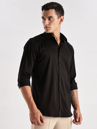 ADRO Men Slim Fit Solid Satin Casual Shirt