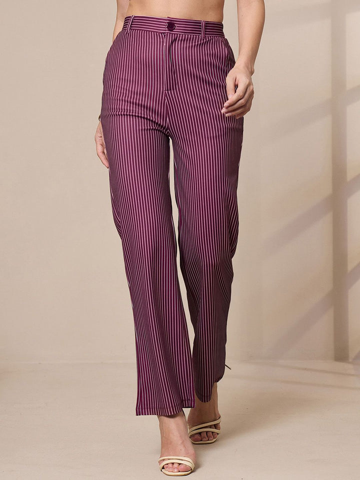 SASSAFRAS worklyf Women Striped Urban Slim Slim Fit Trousers