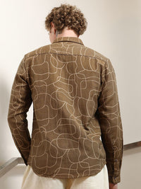 Campus Sutra Men Comfort Fit Abstract Printed Spread Collar Cotton Casual Shirt