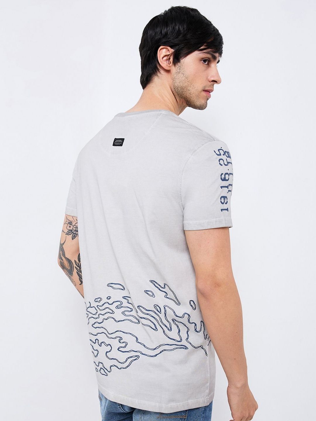 SPYKAR Men Typography Printed Round Neck Cotton T-shirt