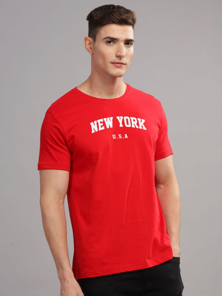 ADRO Men Typography Printed Applique T-shirt