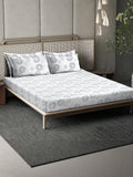 KLOTTHE White Printed Dilengkapi 400TC Kapas Tulen Cadar Super King & 4 Sarung Bantal