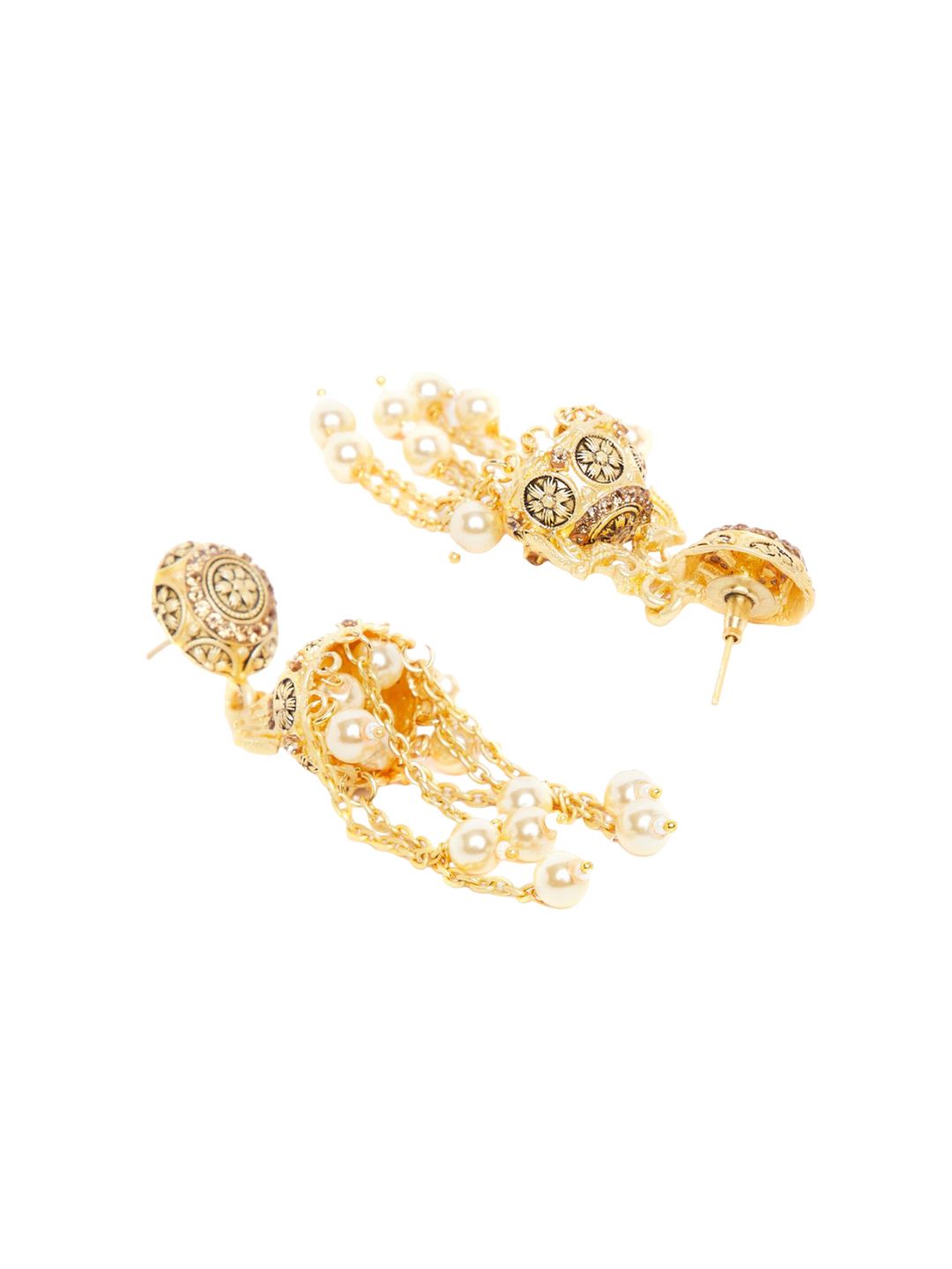 Anouk Gold-Plated Pearl Studded Contemporary Jhumkas