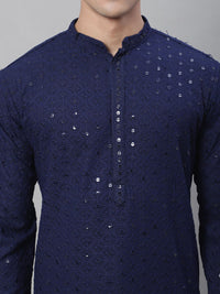SOJANYA Geometric Sequines Embroidered Regular Pure Cotton Kurta With Pyjamas
