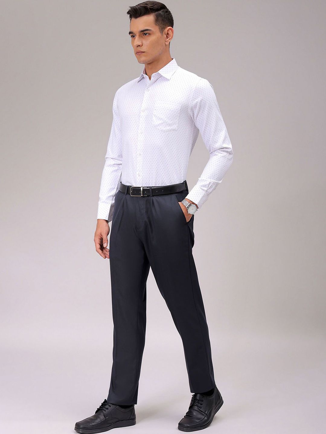 The Indian Garage Co. X Luxe Men Cutaway Collar Micro Ditsy Printed Cotton Formal Shirt