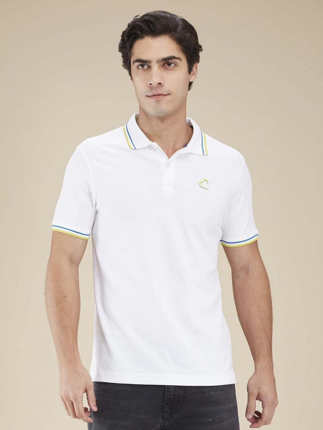 Being Human Men Solid Polo Collar Cotton Slim Fit T-shirt