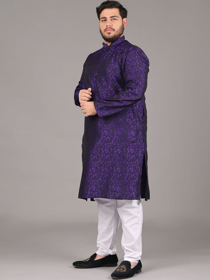 SOJANYA PLUS Size Geometric Woven Design Mandarin Collar Straight Kurta